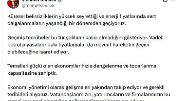 Bakan Şimşek: Geçmiş tecrübeler bu tür şokların kalıcı olmadığını gösteriyor