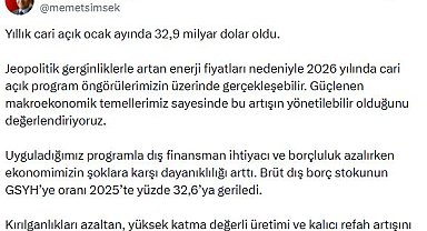 Bakan Şimşek'den 'cari açık' açıklaması