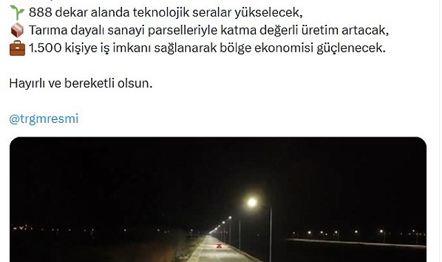 Bakan Yumaklı: İzmir Bayındır Sera OTB'de altyapı çalışmaları tamamlandı