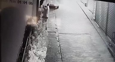 Camı açamayan hırsız, kapıdaki değerli süs ağacını söktü; o anlar kamerada