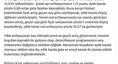 Cevdet Yılmaz: Yıllık enflasyonun artış göstermesi, mevsim koşulları kaynaklı