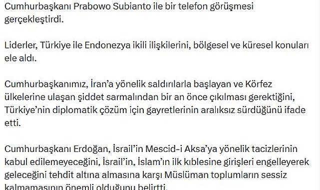 Cumhurbaşkanı Erdoğan, Endonezya Cumhurbaşkanı Subianto ile görüştü