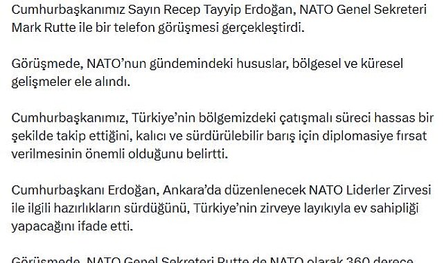 Cumhurbaşkanı Erdoğan, NATO Genel Sekreteri Rutte ile görüştü