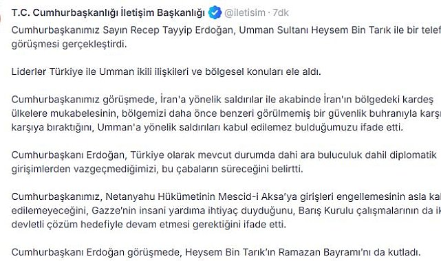 Cumhurbaşkanı Erdoğan, Umman Sultan Heysem Bin Tarık ile görüştü