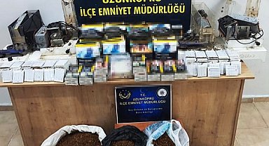 Edirne'de çok sayıda makaron ve kaçak tütün ele geçirildi