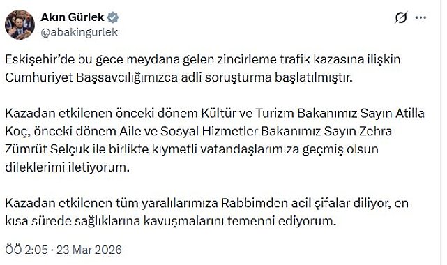 Eskişehir'de meydana gelen zincirleme trafik kazasına ilişkin soruşturma