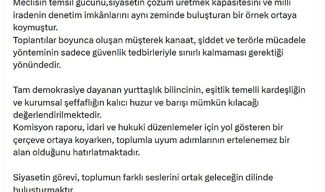 MHP'li Yıldız: Komisyonumuz, Türkiye'nin barışla ve kardeşlikle güçleneceğini göstermiştir