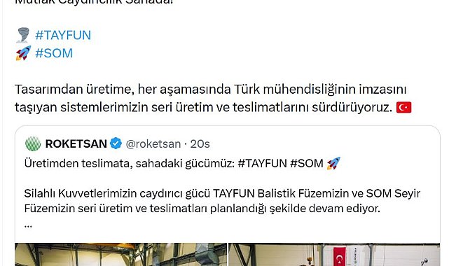 TAYFUN ve SOM füzelerinin teslimatları devam ediyor