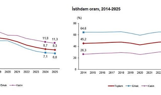 TÜİK: 2025'te işsizlik oranı yüzde 8,3 seviyesinde gerçekleşti