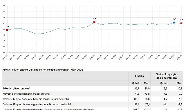 TÜİK: Tüketici güven endeksi martta geriledi