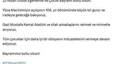 AK Parti'li Çelik: 23 Nisan Ulusal Egemenlik ve Çocuk Bayramı kutlu olsun