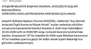 Ataşehir Belediye Başkanı Adıgüzel görevden uzaklaştırıldı