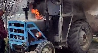 Avcılar'da traktör alev alev yandı