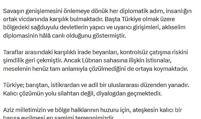 Bahçeli: Ateşkes kararını memnuniyetle karşılıyoruz