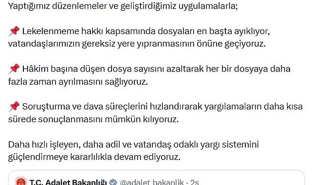 Bakan Gürlek: Hakim başına düşen dosya sayısını azaltıyoruz