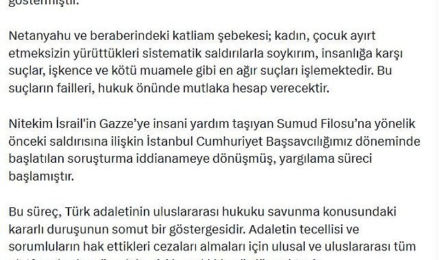 Bakan Gürlek: İsrail, uluslararası hukuku tanımadığını bir kez daha göstermiştir