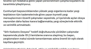 Bakan Gürlek: Yıl içinde açılan dosya sayısından daha fazlası karara bağlanıyor