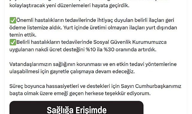 Bakan Işıkhan: Önemli hastalıkların tedavilerinde ihtiyaç duyulan belirli ilaçları geri ödeme listemize aldık