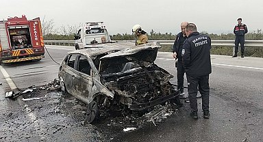Bariyere çarpan otomobil alev aldı: 1 yaralı