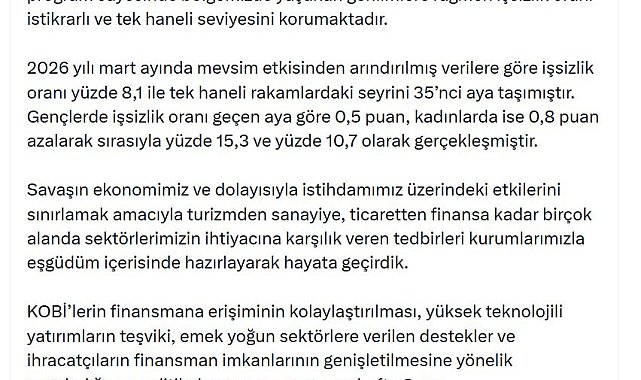 Cevdet Yılmaz: İşsizliği azaltmayı ve toplumsal refahı artırmayı amaçlıyoruz