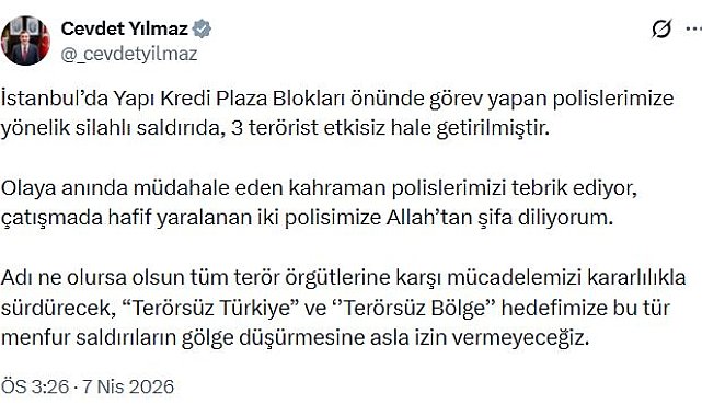 Cevdet Yılmaz: Saldırıların 'Terörsüz Türkiye' hedefimize gölge düşürmesine izin vermeyeceğiz