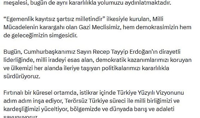 Cevdet Yılmaz'dan '23 Nisan' mesajı