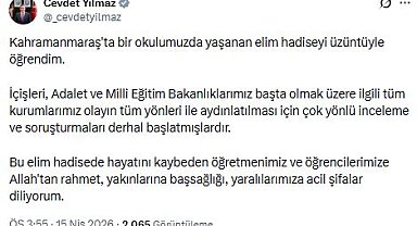 Cumhurbaşkanı Yardımcısı Yılmaz: Çok yönlü inceleme ve soruşturmalar başlatıldı