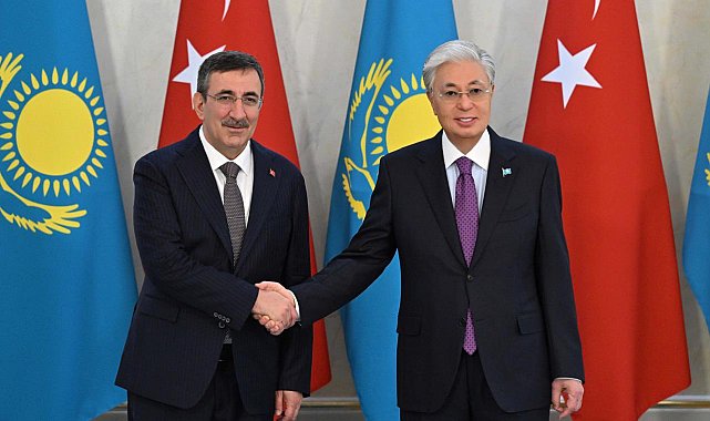 Cumhurbaşkanı Yardımcısı Yılmaz, Kazakistan Cumhurbaşkanı Tokayev ile bir araya geldi