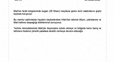 Dışişleri'nden Mali'deki terör saldırılarına kınama