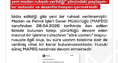 DMM'den 'maden ruhsatı' açıklaması