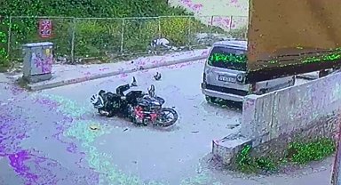 Edirne'de 2 motosiklet çarpıştı; 1 yaralı, kaza kamerada