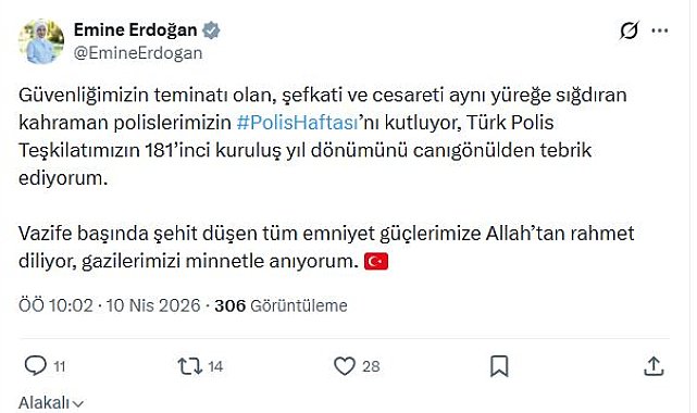 Emine Erdoğan'dan 'Polis Haftası' mesajı