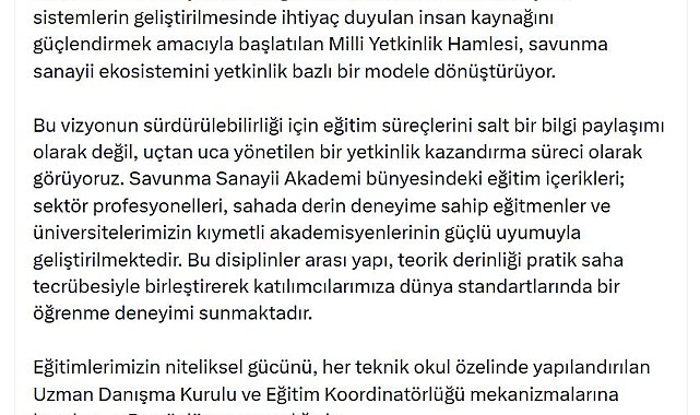 Haluk Görgün'den 'Savunma Sanayii Akademi' paylaşımı
