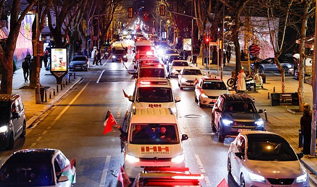 İstanbul'da yüzlerce araçla Gazze konvoyu