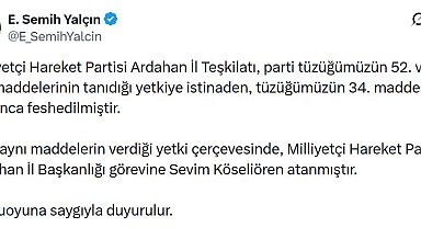 MHP, Ardahan Teşkilatı'nı feshetti