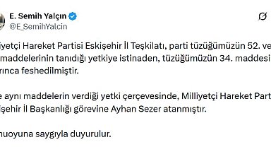 MHP'li Yalçın: Eskişehir İl Teşkilatı feshedildi