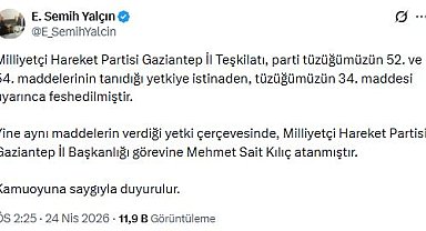 MHP'li Yalçın: Gaziantep ve Bingöl il teşkilatları feshedildi
