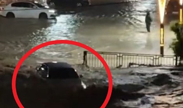 Osmaniye'de içinde 2 kişinin öldüğü otomobilin sele kapıldığı anlara ait görüntüler ortaya çıktı
