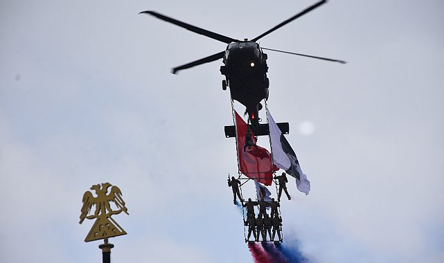 Polislerden helikopterde 'üzüm salkımı' gösterisi