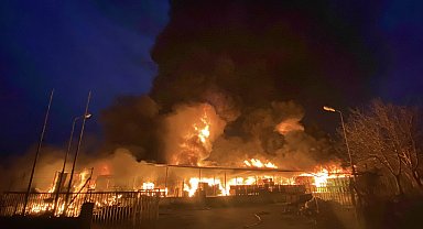 Samsun'da paletlerin olduğu meyve deposunda yangın