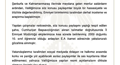 Sivas'ta tehdit paylaşımı yapan bir öğrenci gözaltına alındı