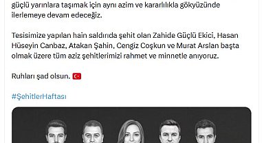 TUSAŞ'tan 'Şehitler Haftası' paylaşımı