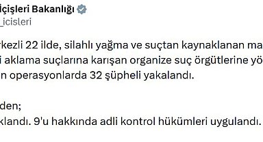 22 ilde 'suç örgütü' operasyonlarında 23 tutuklama