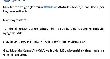 AK Parti'li Çelik: Milletimizin ve gençlerimizin 'Atatürk'ü Anma, Gençlik ve Spor Bayramı' kutlu olsun