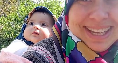 Annesi ile minik Gökçe'nin köy yaşamı, sanal medyada ilgi odağı oldu