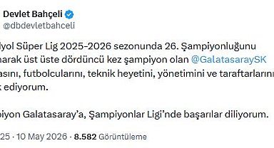 Bahçeli'den Galatasaray'a tebrik mesajı