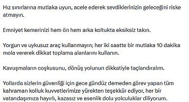 Bakan Çiftçi: Emniyet kemerinizi hem ön hem arka koltukta takın