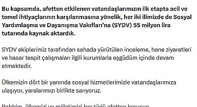 Bakan Göktaş: Gaziantep ve Şanlıurfa'daki sel felaketine ilişkin 55 milyon lira kaynak aktardık