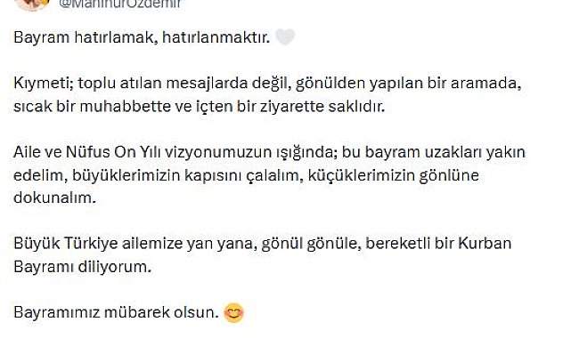 Bakan Göktaş'tan 'Kurban Bayramı' mesajı