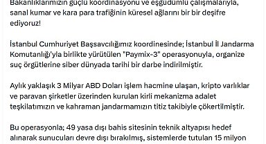 Bakan Gürlek: 'Paymix-3' operasyonuyla suç örgütlerine tarihi darbe indirildi